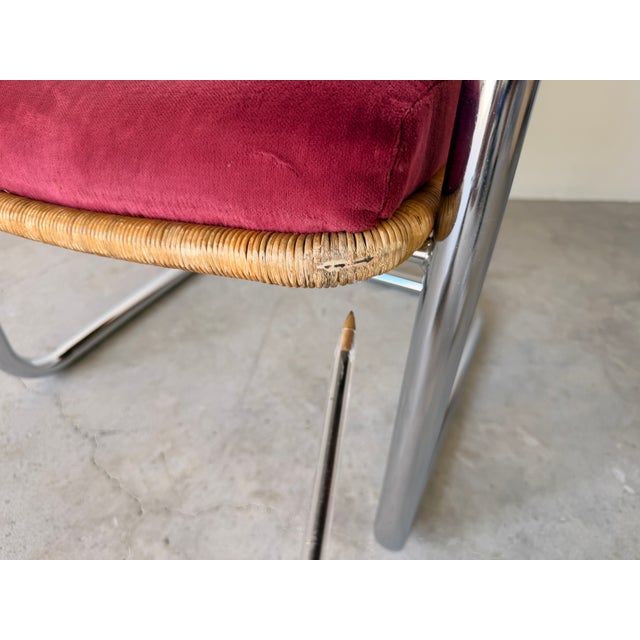 Mid Century Modern Harvey Probber Style Chrome & Cane Cantilever Arm Chairs For Sale - Image 16 of 17