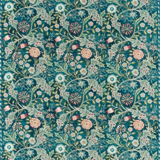 Morris & Co Wilhelmina Fabric in Teal - a Sample For Sale