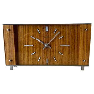 Modernist Teak and Metal Table Clock from Zentra, Germany, 1970s