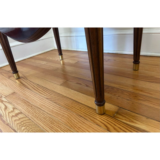 1990s Drop Leaf Inlay Side Table With Brass Feet For Sale - Image 11 of 12