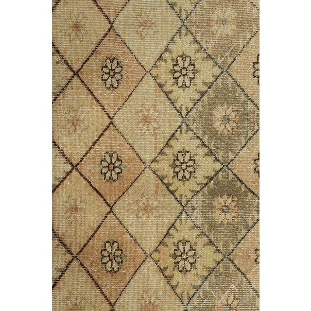 Traditional Vintage Zeki Müren Rug in Beige With Polychromatic Diamond Pattern | Rug & Kilim For Sale - Image 3 of 7