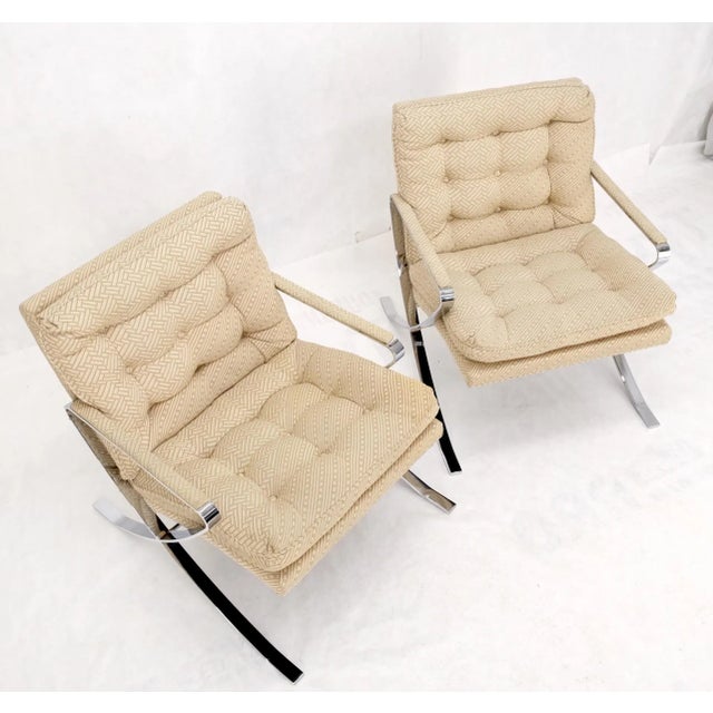 Mid 20th Century Pair of Mid-Century Modern Polished Stainless Steel Bauhaus Arm Lounge Chairs For Sale - Image 5 of 13