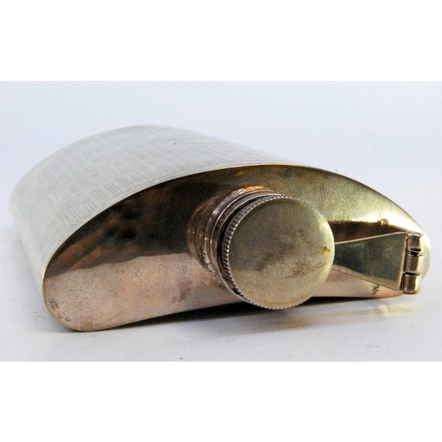 Whiskey Flask in Guilloche Silver with Monogram Coat of Arms and Screw Cap For Sale - Image 5 of 9