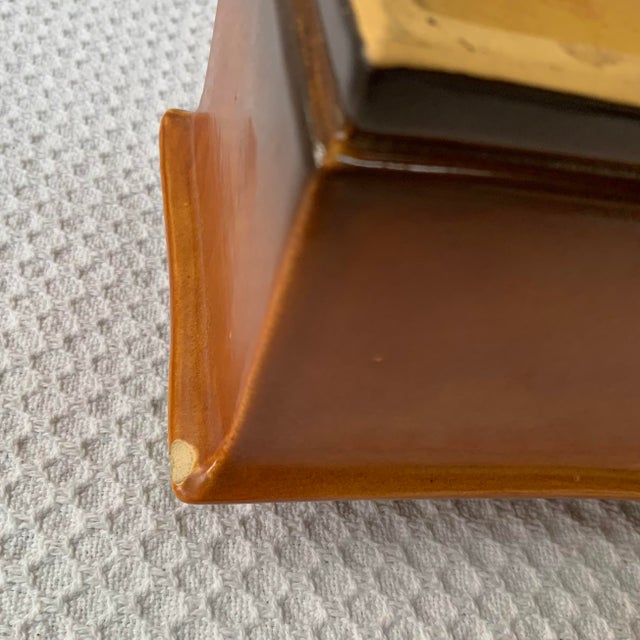 1940s Roseville Pine Cone Brown Rare Window Box Planter W/ Handle For Sale - Image 12 of 14