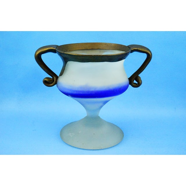 20th CenturyVase in Satin Glass and Galvanized Copper or Bronze by Filip Ravert, Bucharest, 1970s For Sale - Image 6 of 18