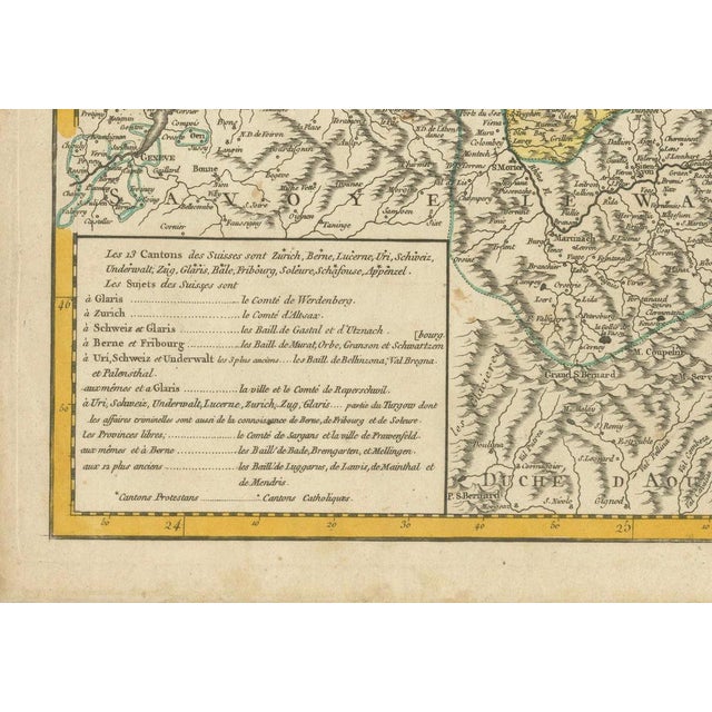 Beige Map of the Swiss Confederation by Robert De Vaugondy, 1756 For Sale - Image 8 of 10