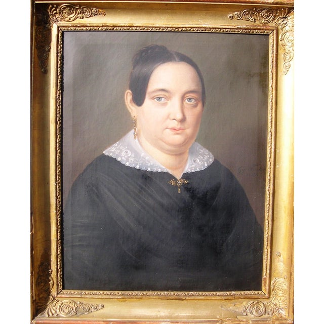 Georg Otto Forster, Portrait Frau Hagen, 1847, Oil Painting on Canvas, Framed For Sale - Image 3 of 12