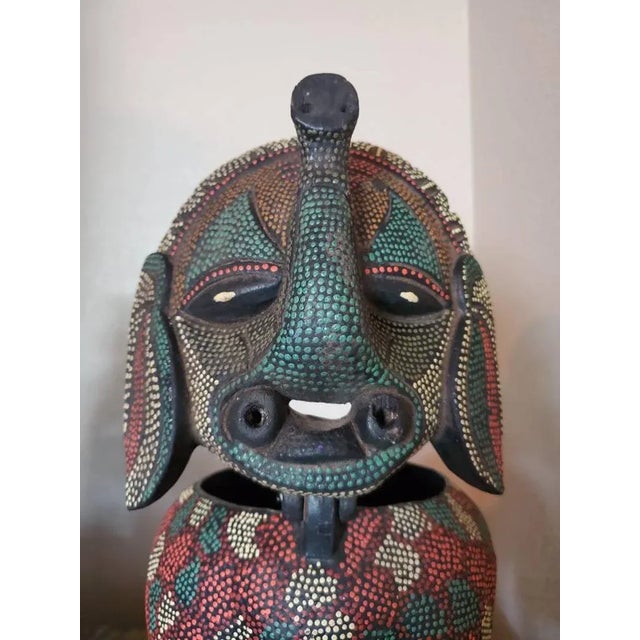 Vintage Balinese Batik Folk Art Zoomorphic Elephant Figure Box For Sale In Dallas - Image 6 of 11