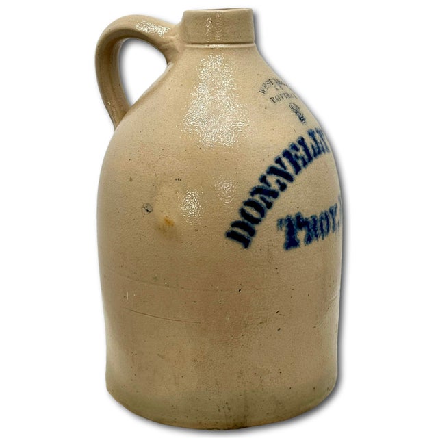 This Really is a Great Looking Authentic Antique American Primitive Stoneware Jug. Circa Approx 1880s. It is Rendered in a...
