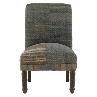 Antique Indigo Rag Rug Chair For Sale