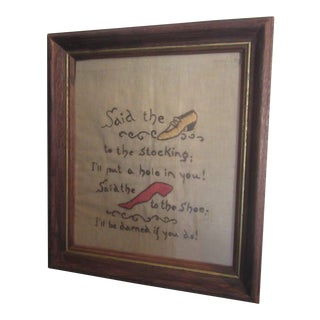 Early 20th Century Needlepoint With Humorous Saying From Norman H. Chance For Sale