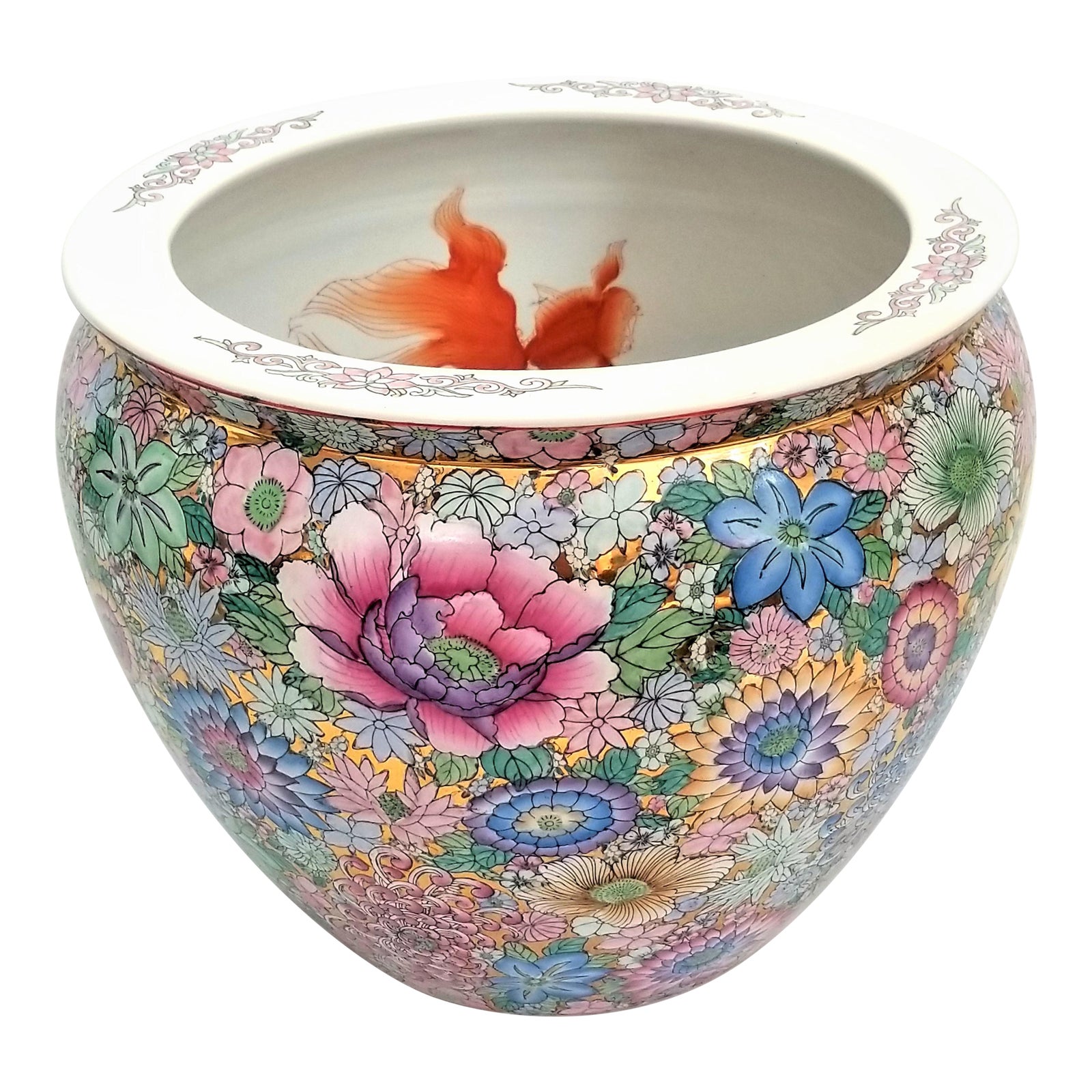 ExtraLarge Mille Fleur Chinese Porcelain Planter Jardiniere Fishbowl