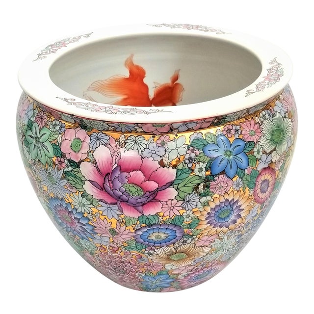 ExtraLarge Mille Fleur Chinese Porcelain Planter Jardiniere Fishbowl