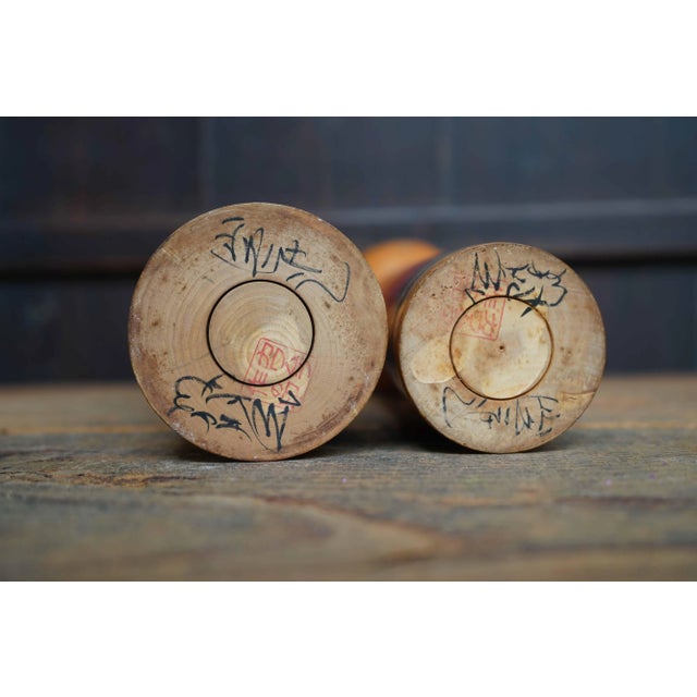 Black Vintage Traditional Kokeshis by Kawamura Shoji, Japan, 1960s, Set of 2 For Sale - Image 8 of 11