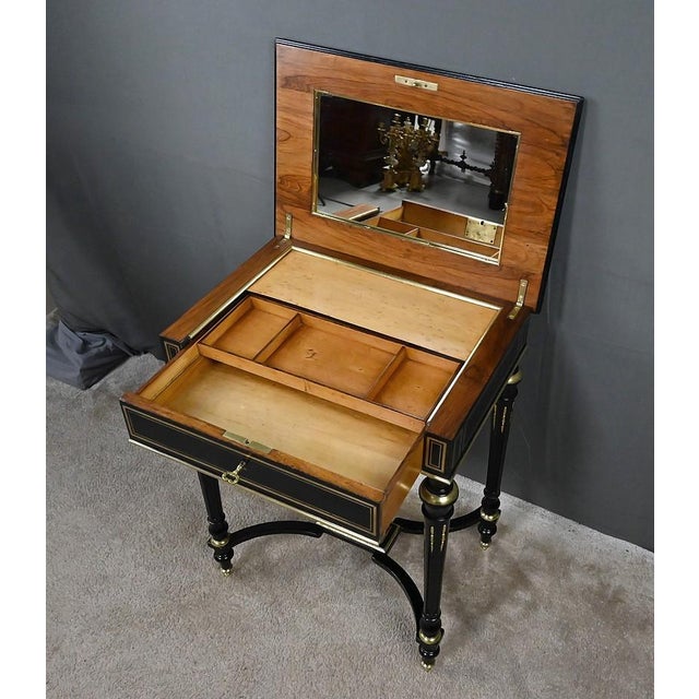 Late 19th Century Napoleon III Blackened Wood Worktable For Sale - Image 18 of 18