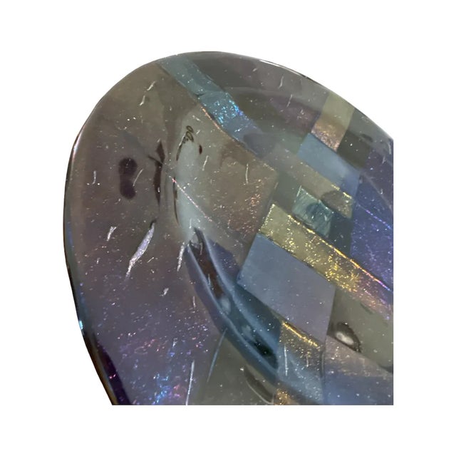 Paul Hathcoat Signed Studio Art Dichroic Fused Glass Charger For Sale - Image 4 of 7