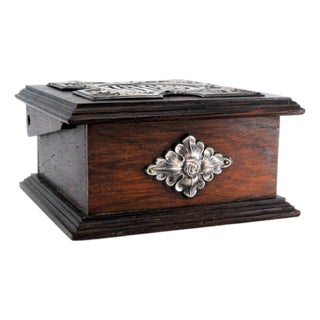 Wooden Velvety Pink Jewelry Box with Silver Applications and the Words Jewel For Sale