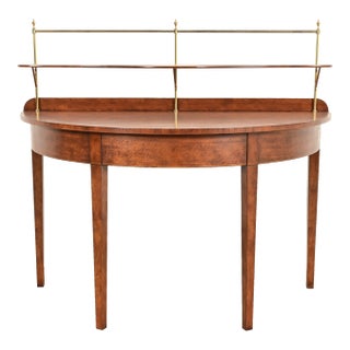 Baker Furniture Federal Banded Mahogany Demilune Console Table or Entry Table For Sale