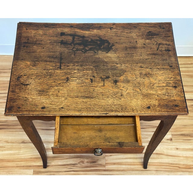 Antique Hand-Carved Single Drawer Walnut Side Table For Sale - Image 9 of 13