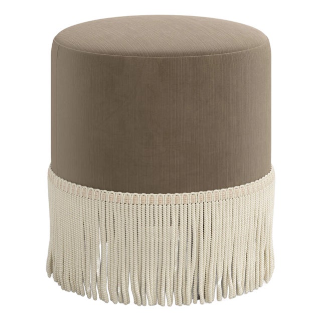 Stoffer Home x Cloth & Company Ann Ottoman in Performance Velvet Walnut For Sale