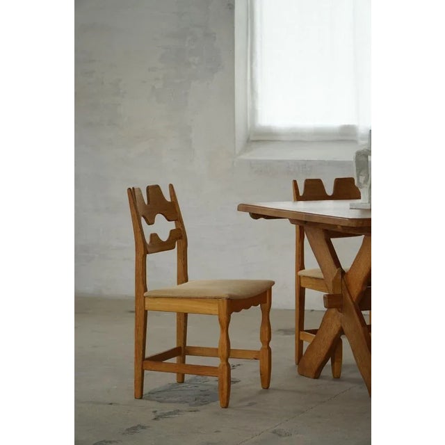 Mid-Century Modern Chairs in Oak & Hessian attributed to Henning Kjærnulf, 1950s, Set of 6 For Sale - Image 17 of 18