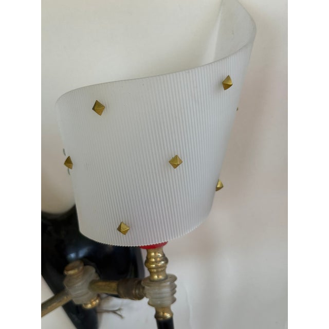 Metal Pair of 1950's Pierre Guariche French Wall Sconces + Spare Parts Mid Century For Sale - Image 7 of 8