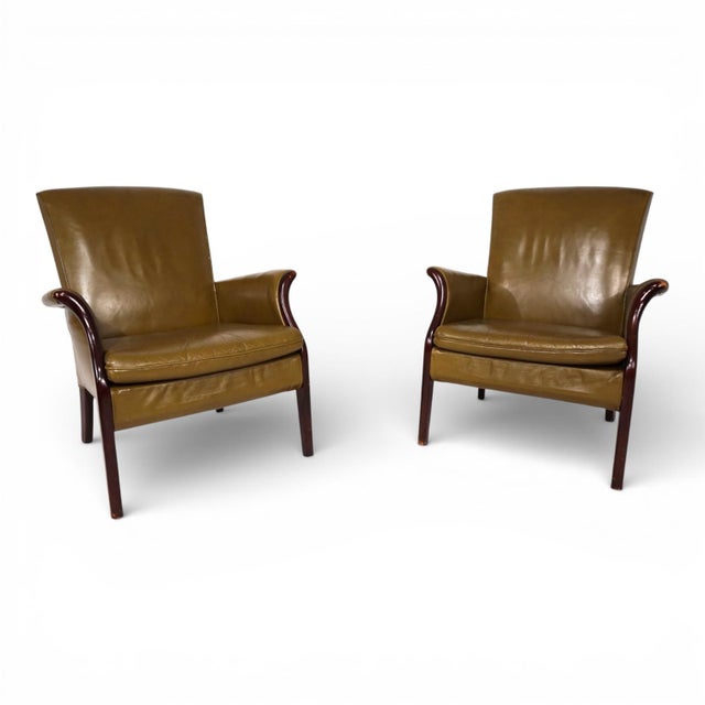 Vintage Moss Green Froxfield Leather Chairs by Parker Knoll, 1960, Set of 2 For Sale - Image 6 of 17