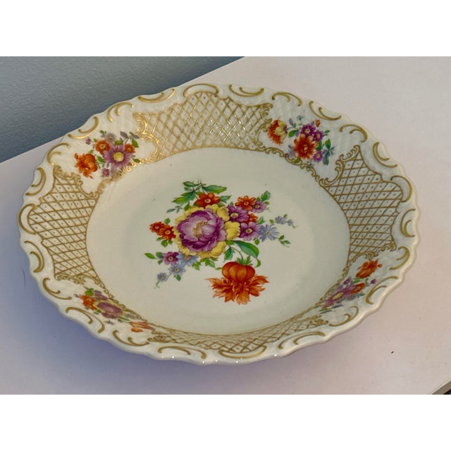 Schumann Bavaria Dresden Floral German Bowl Historical porcelain bowl handmade, between 1946 and 1949 in the US Zone of...