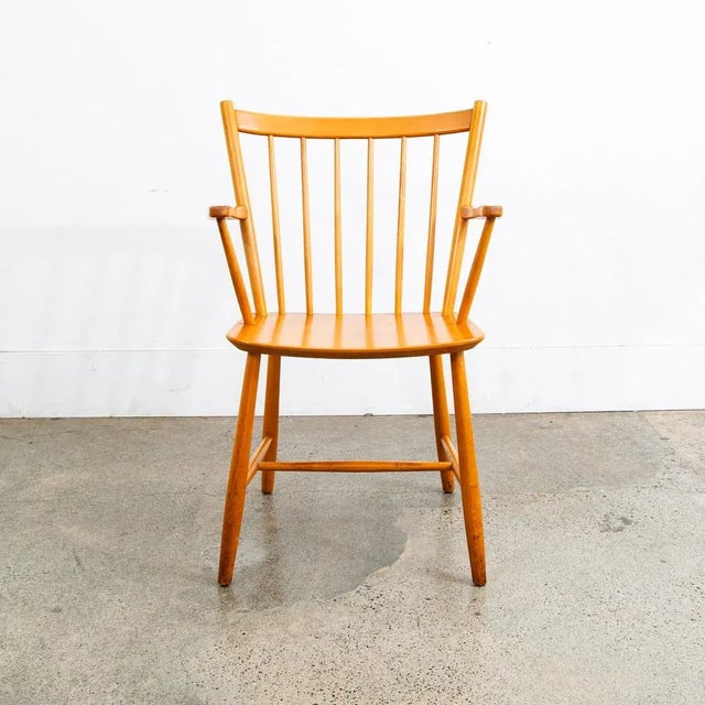 Brown Mid 20th Century Danish Modern Side Chair Armchair Wood FDB J42 Borge Mogensen MCM For Sale - Image 8 of 12