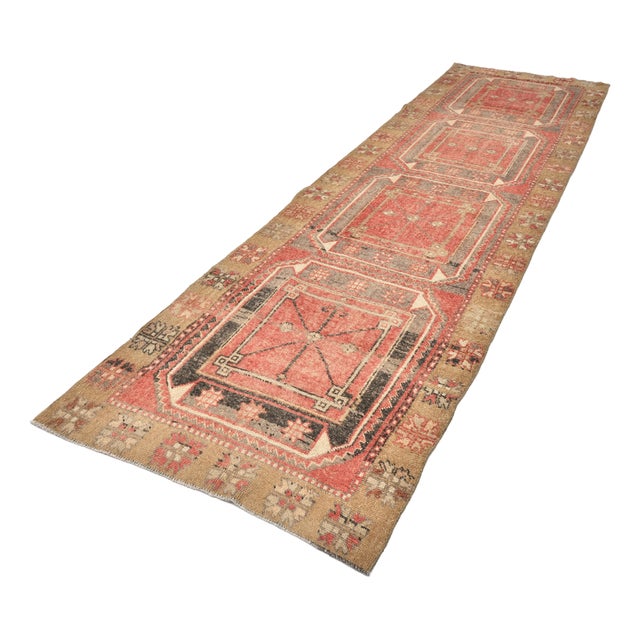 Vintage Turkish Runner Rug in Wool For Sale