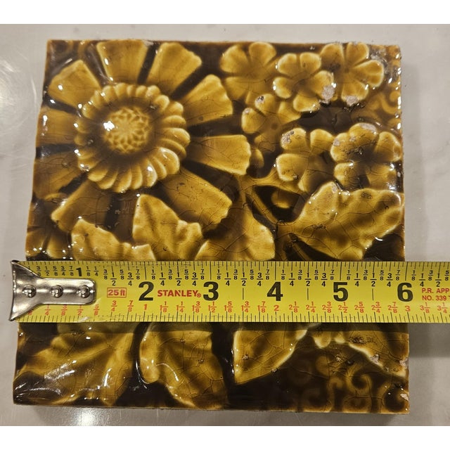 Stunning Floral and Leaf Tile by the Trent Tile Co For Sale - Image 9 of 9