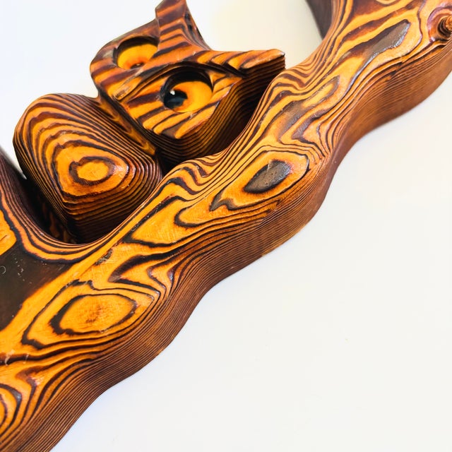 Brown MCM Wood Owl Wall Hanging For Sale - Image 8 of 9