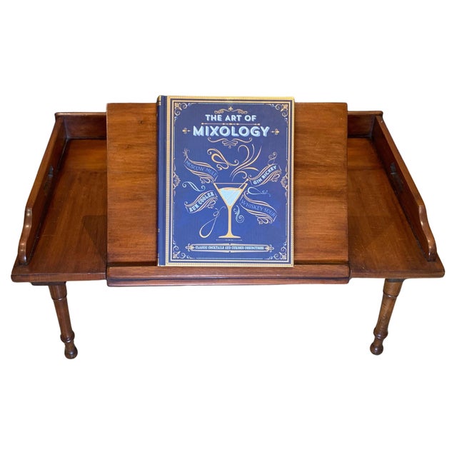 Antique English Mahogany Reading Breakfast Table with Gallery Sides Pierced Grip Handles and Turned Legs For Sale - Image 14 of 17