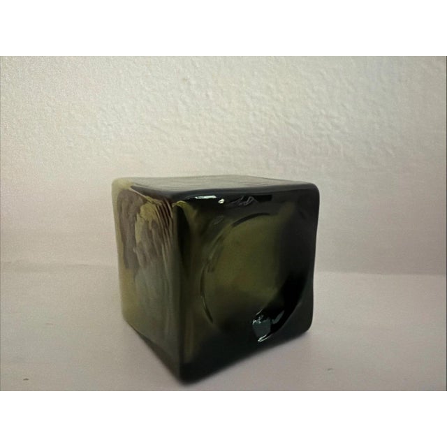 Antique Olive Green Square Inkwell For Sale - Image 4 of 4