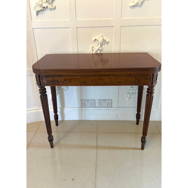 George III Mahogany Reeded Legs Fold Over Top Hall Card Console Table by Gillows, 1780 For Sale - Image 13 of 13