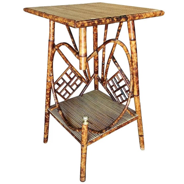 Restored Aesthetic Movement Tiger Tortoise Bamboo Pedestal Side Table For Sale In Los Angeles - Image 6 of 6