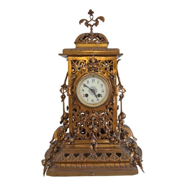 Tiffany & Co Paris Gilded Bronze Mantle Clock For Sale