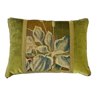 European Antique Tapestry Fragment Pillow For Sale