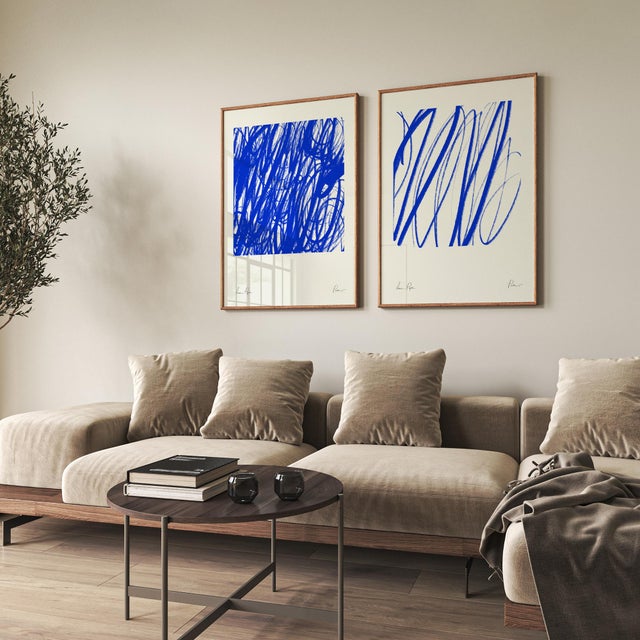 Contemporary Abstract Blue Giclee Prints - Set of Two For Sale - Image 4 of 4