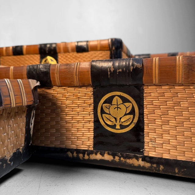 Boho Chic Japanese Woven Kōri Storage Baskets, 1890s, Set of 5 For Sale - Image 3 of 18