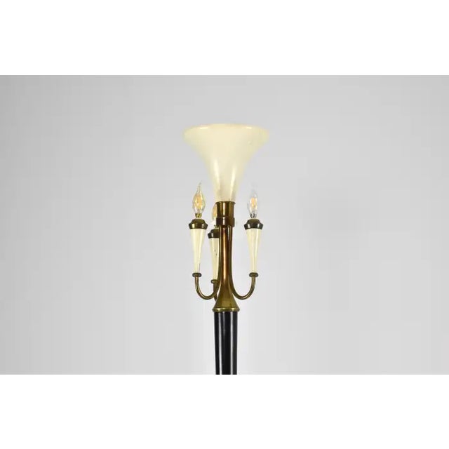 Italian Mid-Century Modern Sculptural Brass and Lacquered Floor Lamp, 1950s For Sale - Image 6 of 13