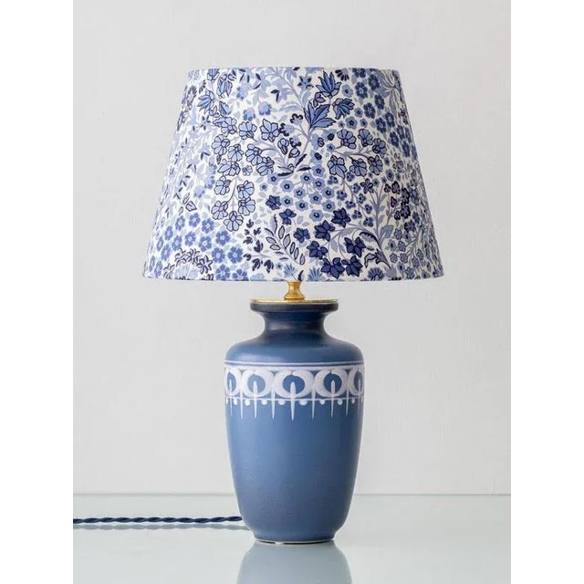 Vintage Blue and White Gouda Pottery Table Lamp with New Liberty London Shade For Sale - Image 12 of 12