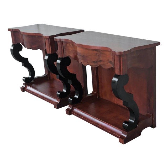 Late 19th Century Low Pair of Console Tables or Nightstands in Mahogany For Sale