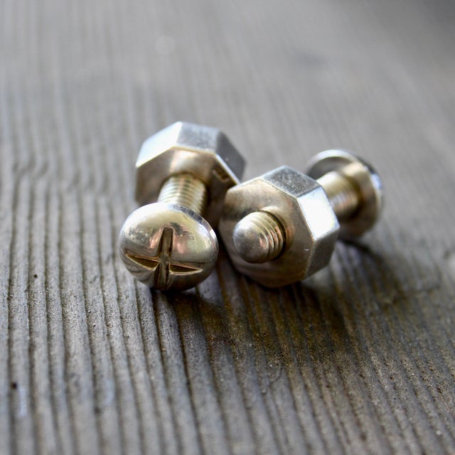 Silver Vintage Sterling Silver Tiffany & Co. Nut and Bolt Cufflinks, Pair For Sale - Image 8 of 8