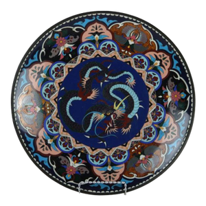 Antique Japanese Cloisonne Charger With Dragon & Floral Pattern, Circa 1920