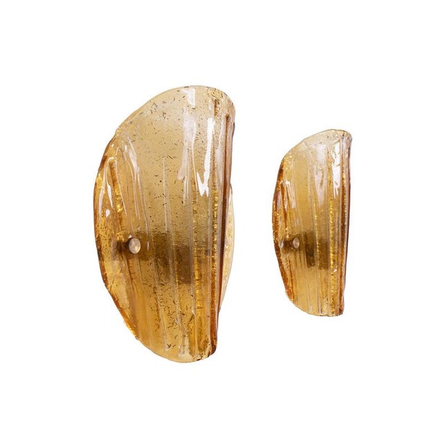 Amber Murano Wall Sconces Glass and Brass by J. T. Kalmar, Austria 1960s, Set of 2 For Sale - Image 6 of 11
