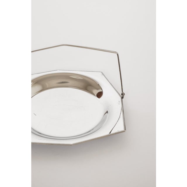 Mid-Century Modern Vintage Hall Stainless Steel Basket with Beaded Edge, 1960s For Sale - Image 3 of 9