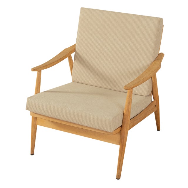Solid Ash Armchair, 1960s For Sale