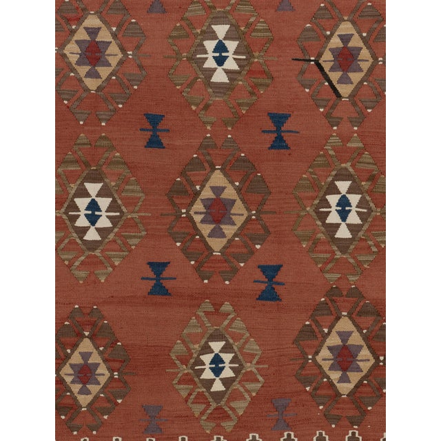 Cinnamon Vintage Circa 1940 Turkish Flat Weave Kilim Rug 3ft 8in X 5ft 7in For Sale - Image 8 of 8