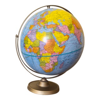 Vintage Mid-Century Modern George F. Cram Co. Scholastic World Globe For Sale